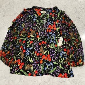NWT Maeve Floral Black Blouse Anthropologie size Medium